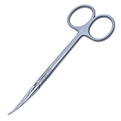 Knapp Curved Strabismus Scissors, Ring Handle, Polished Finish On Rounded Blades, Strong Curve, Blunt Tips, 25mm Mid Screw To Tip, And Overall Length Of 4 5/8" (118mm)  